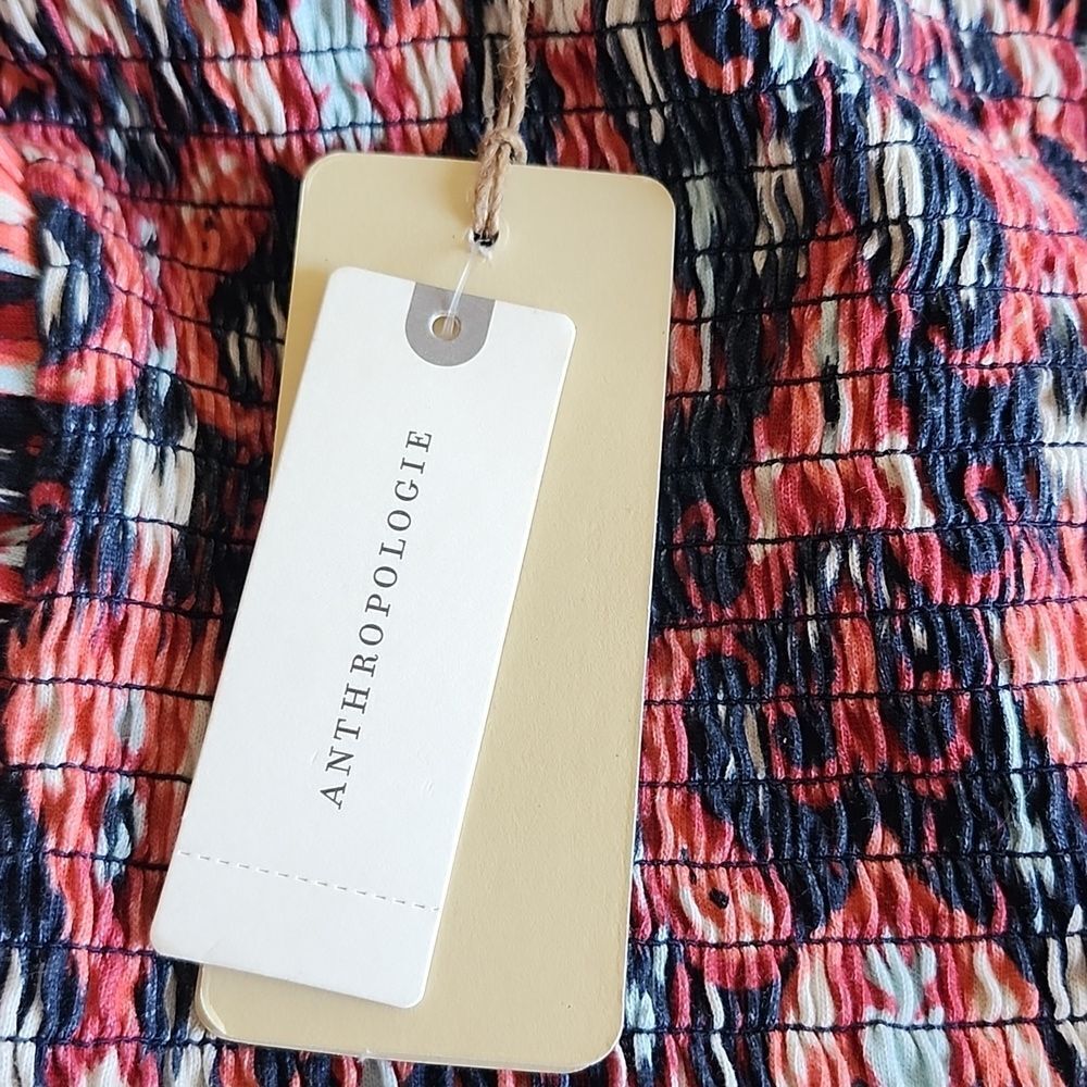 Anthropologie Let Me Be Smocked Crop Top Boho Retro 70's Size M - Picture 11 of 15
